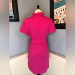 IM NYC Isaac Mizrahi Fuchsia Hot Pink Short Sleeve Ruffle Shirt Dress Size L Photo 4