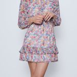 ZARA  RUFFLED FLORAL PRINT LONG SLEEVE MINI DRESS Size S NEW. Photo 0