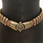 Cache  Dark Leather Bronze embroidery Multi Color METAL HARDWARE 1 1/4" Wide Belt Photo 0