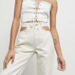 BDG  by Urban Outfitters Cutout Cowboy Cream Jeans Photo 3