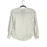 ZARA Asymmetric Long Sleeve Stripe Button Blouse V Neck Collar Pocket M White Photo 14