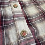 Roar‎ Women's Large Western Plaid Embroidery Long Sleeve Button Up Sheer Purple Photo 2