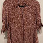 EXPRESS  Brown White Dots Short Sleeve Blouse Photo 0