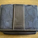 Coach  Signature CC Wallet Black Canvas Fold Over Leather Card Holder Small Photo 0