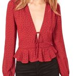 Reformation Nikki Red Polka Dot Blouse Xs Photo 0