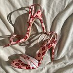 ZARA  Pink & Red “Kisses” Open Toe Strappy Heel Sandals EU 38 US 7.5 Photo 3