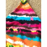 Faded Glory  Striped Graphic Swim Bikini Halter Top Tie Neck Size Small Colorful Photo 2