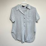 Theory  Gray Hekanina Gray Linen Tie Front Button Down Small Photo 1