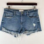 Frame Womens Shorts Blue Le Cut Off Valle Denim Mid Rise Distressed Raw Hem 28 Photo 0