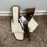 ZARA Off-White Leather and wood heel mule pumps NWT Photo 9