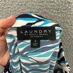 Laundry by Shelli Segal  skirt women 2 blue geometric print satin side slits boho Photo 5