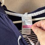 Just My Size  Navy Blue Lace-Up Hoodie with Striped Accents Photo 3