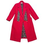 Vintage Wool Trench Coat Long Overcoat w/scarf USA M Medium 10 Red Photo 1