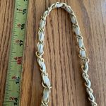 Quilted White Faux Leather Shoulder Bag With Gold Chain Strap & Turn Lock Photo 10