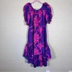 Vintage Hilo Hattie Purple Pink Floral Midi Hawaiian Dress Womens XS Ruffled 90s Photo 9