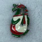 Christmas Holiday Penguin Jewelry Pin Brooch Silver Green Red White Colorful Photo 9