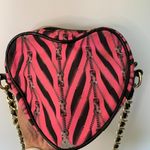 Betsey Johnson Hot Pink Zipper Print Heart Shaped Purse Photo 3