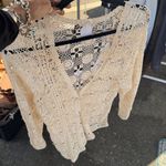 None Vintage Elegant Crochet Lace Top sweater cardigan  - Cream Photo 9