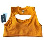 Peloton Women’s M Cadet Rib High Neck Cutout Sports Bra Bright Orange Athletic Photo 6