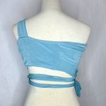 Princess Polly Blue Ambrose Top Asymmetric One Shoulder Wrap Crop Size 2 Photo 4