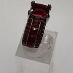 TJ Maxx Luxury multi-RED STONE Ring white  Rhodium Plated Size 7 Photo 2