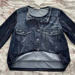 ZARA NWT denim print navy blue long sleeve top blouse, size S unique boho Photo 10