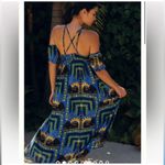 Anthropologie Incerti bright blue green and yellow strappy bandeau dress. XL Photo 2