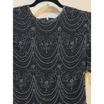 Papell Boutique Adrianna‎  Evening Black 100% Silk All Over Beaded Top Small Photo 3