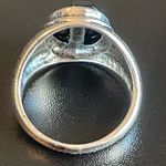 Black obsidian S925 antique silver ring size 9.75 Photo 3