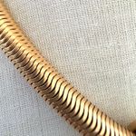 Gold Tone Herringbone Snake Chain Necklace w/ Sculptural Slide Pendant Photo 3