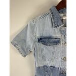 ZARA Blue Patchwork Mini Button Up Blogger Fave Denim Short Sleeve Dress Size M Photo 1