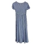 Love Delirious Maternity Maxi Dress Size S Blue Striped Tie Waist Ruffle Coastal Photo 4