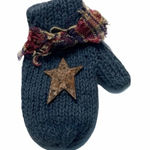 Vintage Rustic Glove‎ Pin Brooch Star Plaid Blue Blue Photo 0