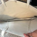 Badgley Mischka White Leather Tote Bag with Gold Chain Detail and Designer Charm Photo 5