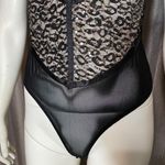 Haute Monde Black Mesh Cheetah Sequin Bodysuit Photo 4