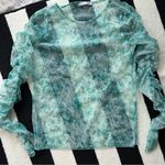 ZARA  Sheer Floral Blouse - Green and Cream Photo 6