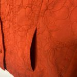 Chico's  Pumpkin Orange Jacket Blazer Textured Floral Sz 1 Medium Photo 3