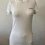 Levi's Logo White Fitted Bodysuit Crew Neck Spell Out Red 70s Retro Serif small Photo 0