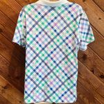 Karen Scott  Preppy Plaid Polo Shirt Pastel White Short Sleeve Pullover XL Photo 2