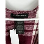 Banana Republic  Wrap Kimono Blanket Cashmere Blend Plaid Red Fringe Wine‎ New Photo 3