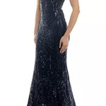 B Darlin  Juniors' Sequined Lace-Up Gown Navy Sz 7/8 NWT Photo 2
