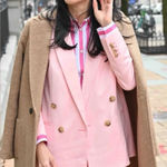 J.Crew  Women’s Relaxed Double Breasted Blazer City Twill Light Pink Size 10 Photo 0