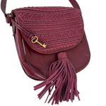 Fossil Emi Red Tassel Leather Saddle Crossbody Bag Color Wine Photo 11