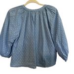 Badgley Mischka Women's Medium Pastel Blue Swiss Dot Cotton Puff Sleeve Blouse Photo 12