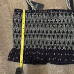 Forever 21 Large Navy Blue Embroidered Smocked Ruffle Crop Top Tank NWT Photo 4
