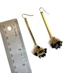 Gold tone black dangling bead Indian earrings Photo 6