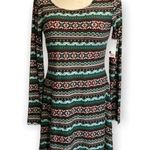 SO  juniors dress long sleeve Keyhole back fit and flair dress green red MIDI XS Photo 0