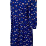 Boden Fit & Flare Mini Dress Allover Autumn Leaf Print Blue Flowy Womens 8 Photo 3