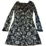 Brown Mesh Womens Long Bell Sleeve Mini Dress White Photo 0