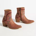 Anthropologie  Marco Delli Embroidered Leather Western Boot Size 36 Floral Cowboy Photo 0